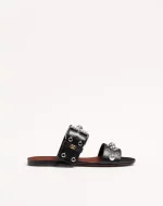 Valentino Nellcôte Slide Sandal In Grainy Calfskin